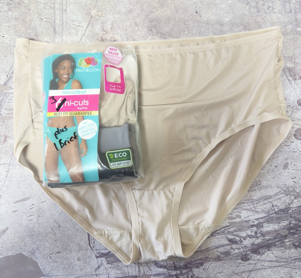 Fruit of the Loom Women's Microfiber Hi-Cut (3) and (1) Brief Panties Size 10